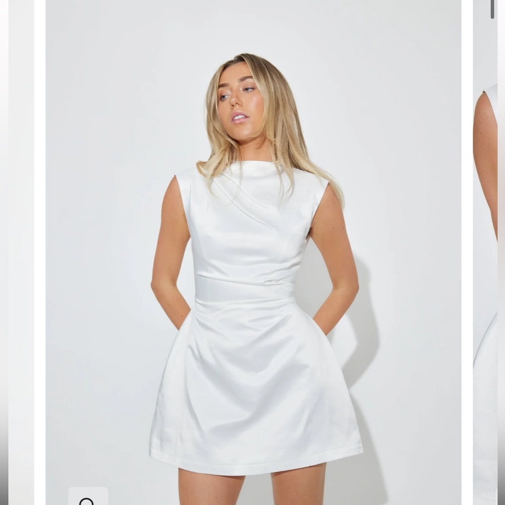 Odd Muse - The Ultimate Muse Satin Straight Neck Mini Dress